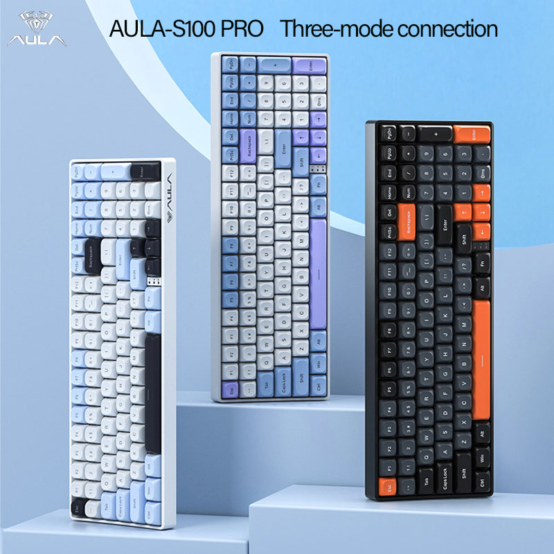 Gaming Keyboard Hot Swappable - Clavier mécanique sans fil AULA S100Pro,